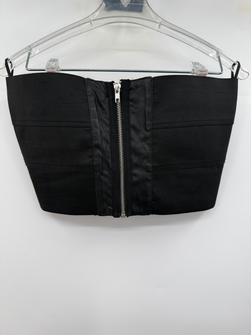 Fredrick’s of Hollywood Zippered Corset Bustier Size M Black Faux Leather - Picture 4 of 10